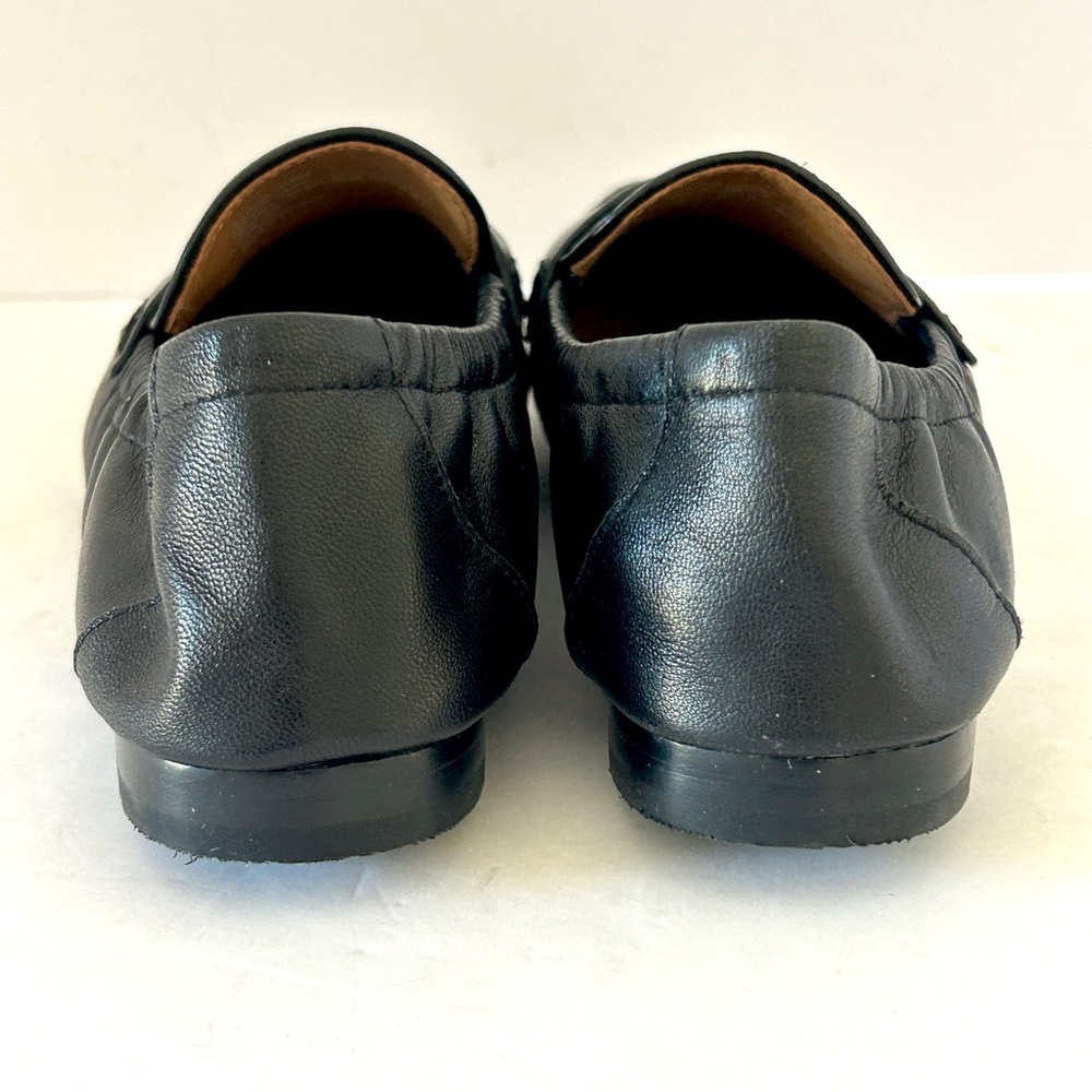 Tory Burch Ballet Loafer Flats Minimalist Black Leather Shoes Logo Size 5.5 - Picture 7 of 15